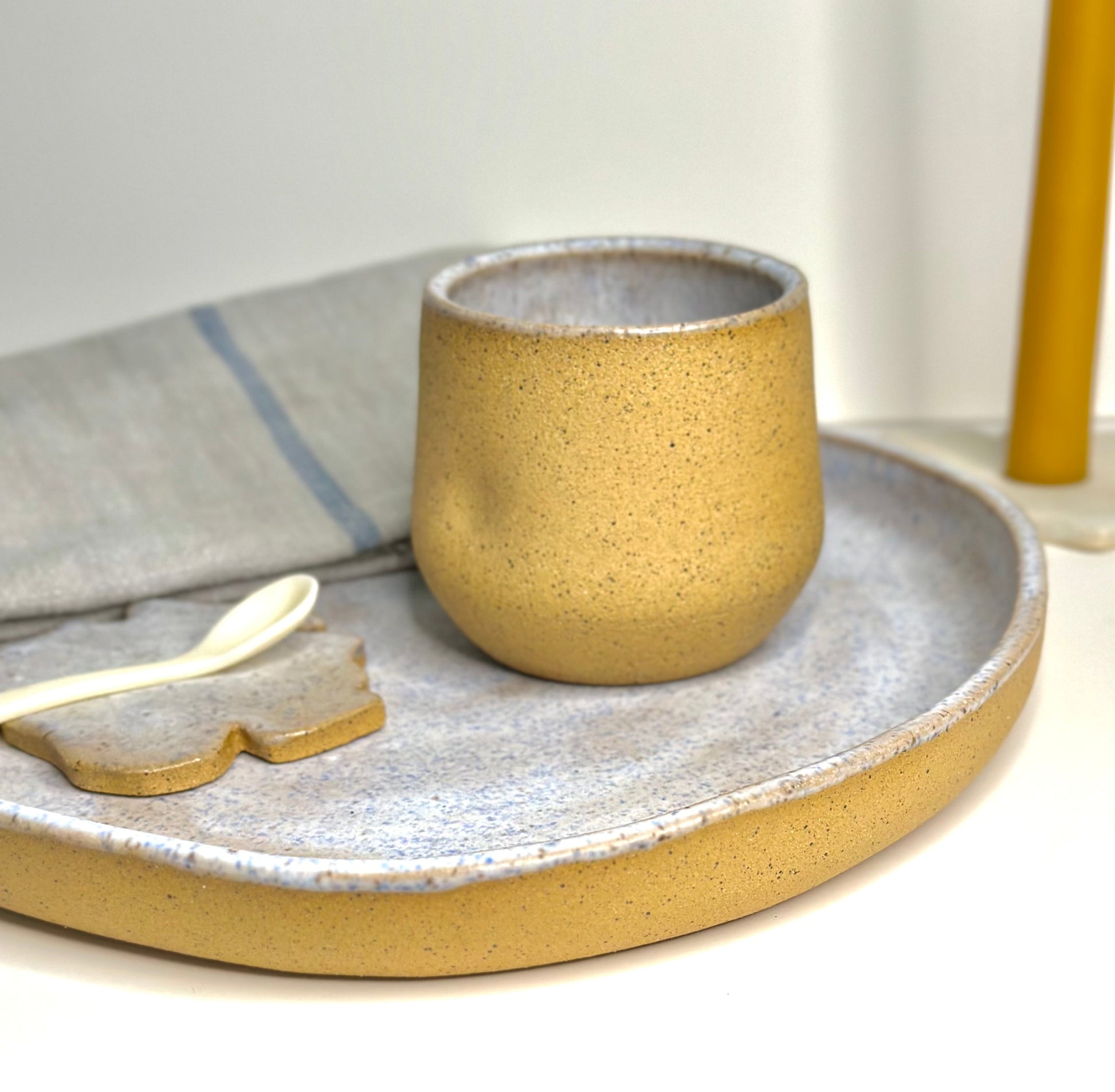 Handmade Ceramic PLATES BUNDLE | Color: Ocean Sand. (Sizes: 8.5" & 6")