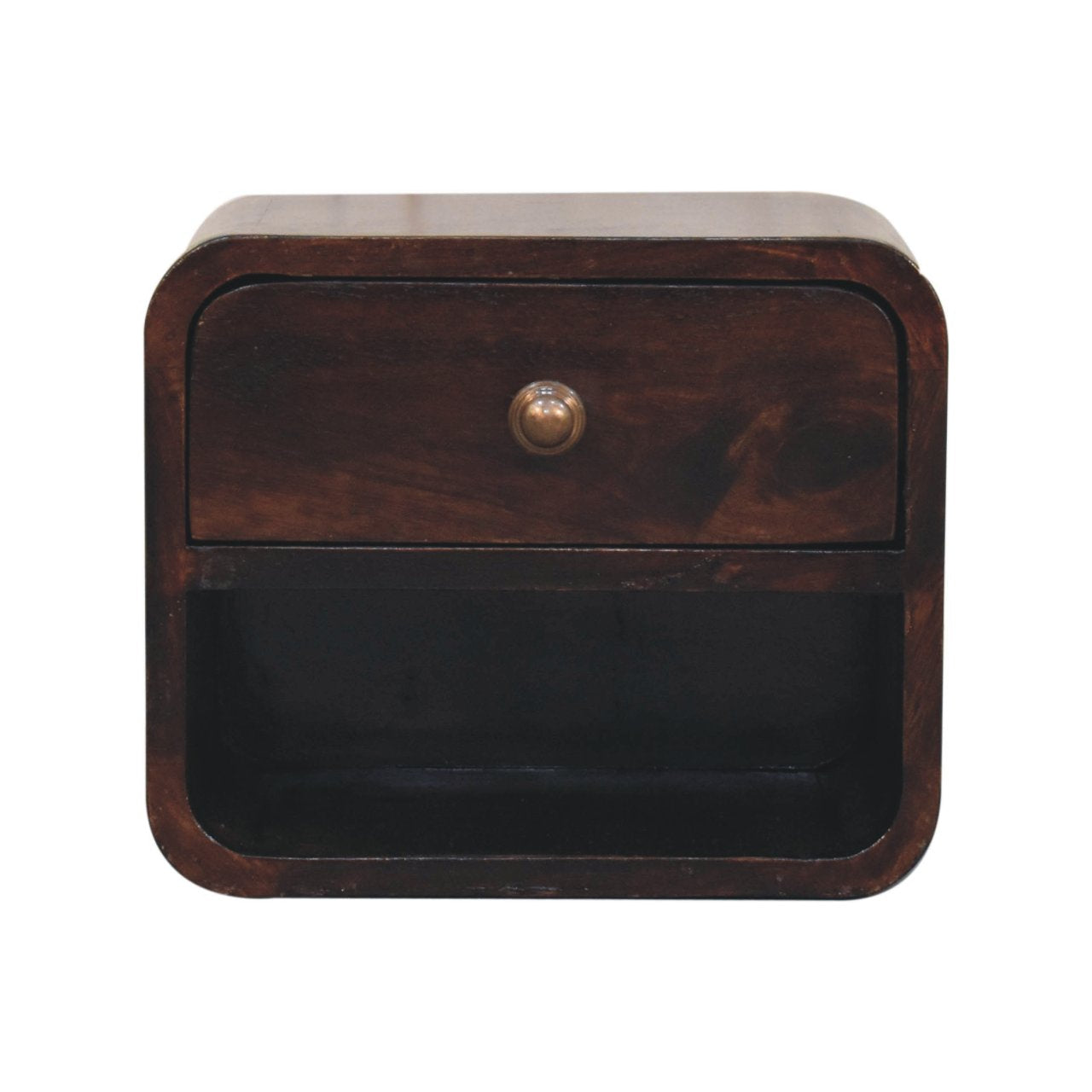 Solid Wood Mini Curved California Walnut Wall-Mounted Bedside Table