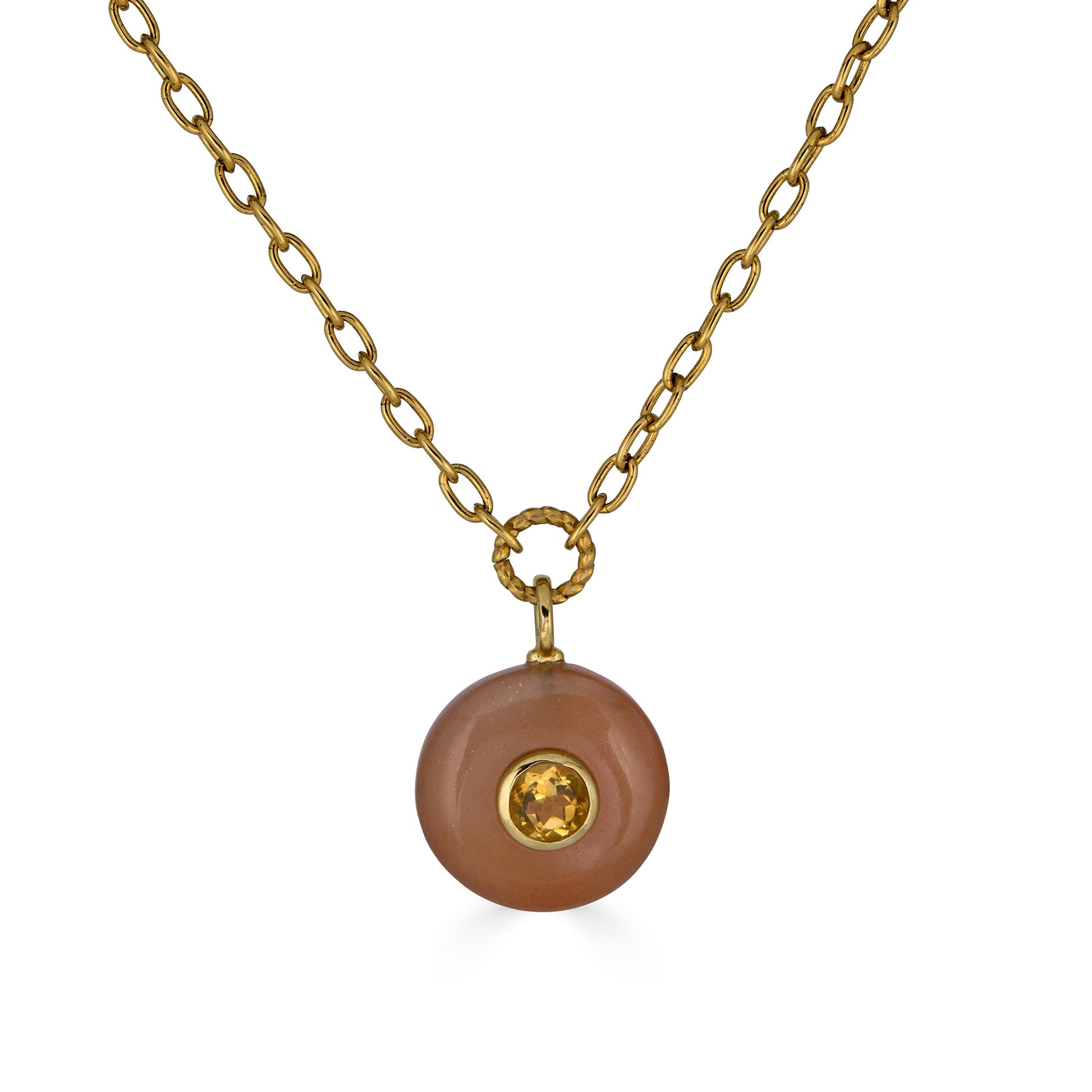 Peach Moonstone and Citrine Inlay Necklace