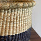 Handwoven Natural and Black Planter Basket