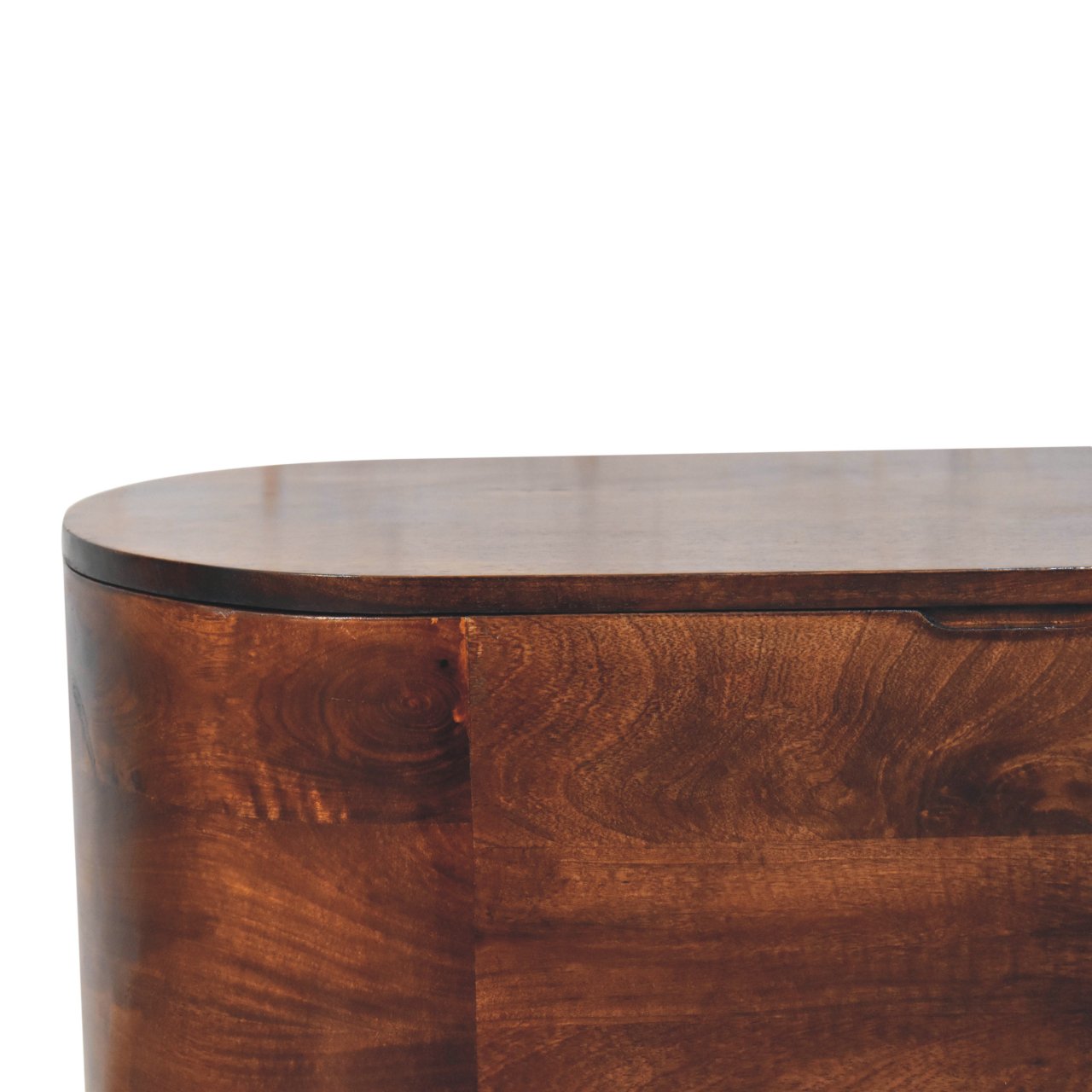 Solid Wood California Walnut Rounded Lid-Up Blanket Box