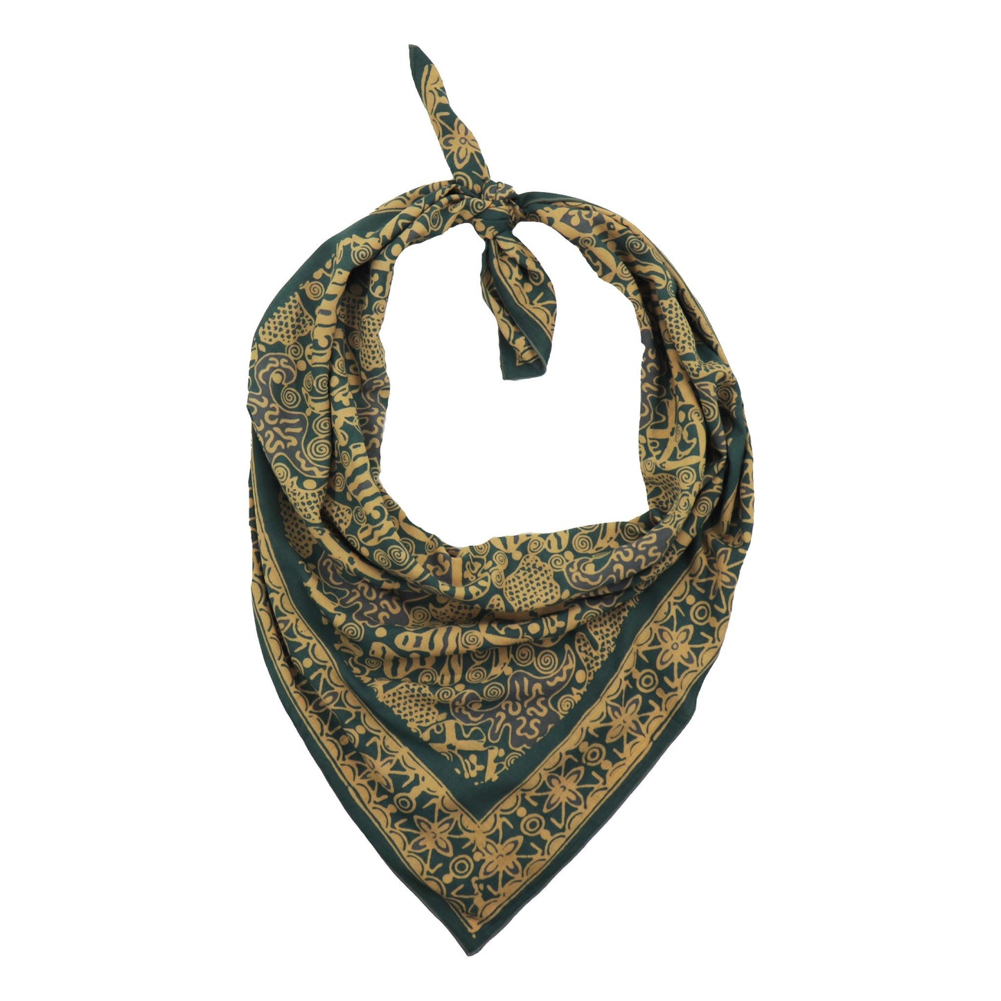 Large 39" Hand Dyed Batik Bandana, 100% Soft Cotton, Abstract Flowers