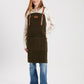 Waxed Canvas Work Apron with Leather Straps & Utility Pockets