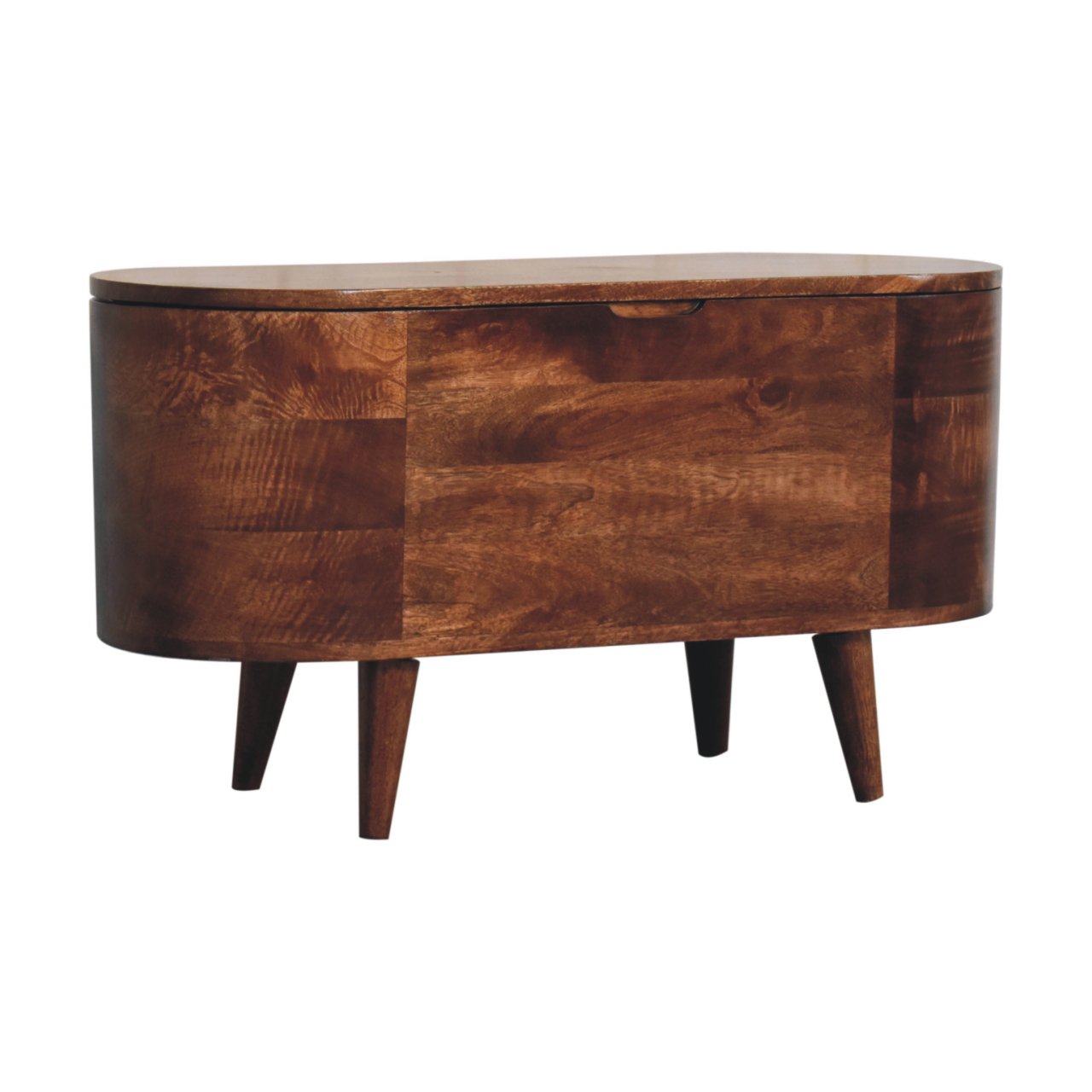 Solid Wood Honey Caramel Rounded Lid-Up Blanket Box