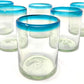 Aqua Rim Tumbler Glasses - Set of 6