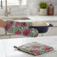 Hand Block Print Oven Mitt Pot Holder Set | Cotton Floral Kitchen Decor