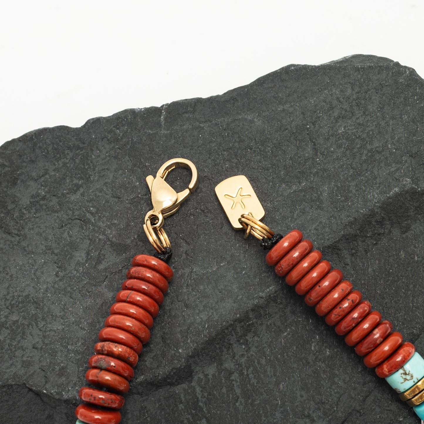 Nomadic Turquoise & Red Jasper Rope Beaded Necklace