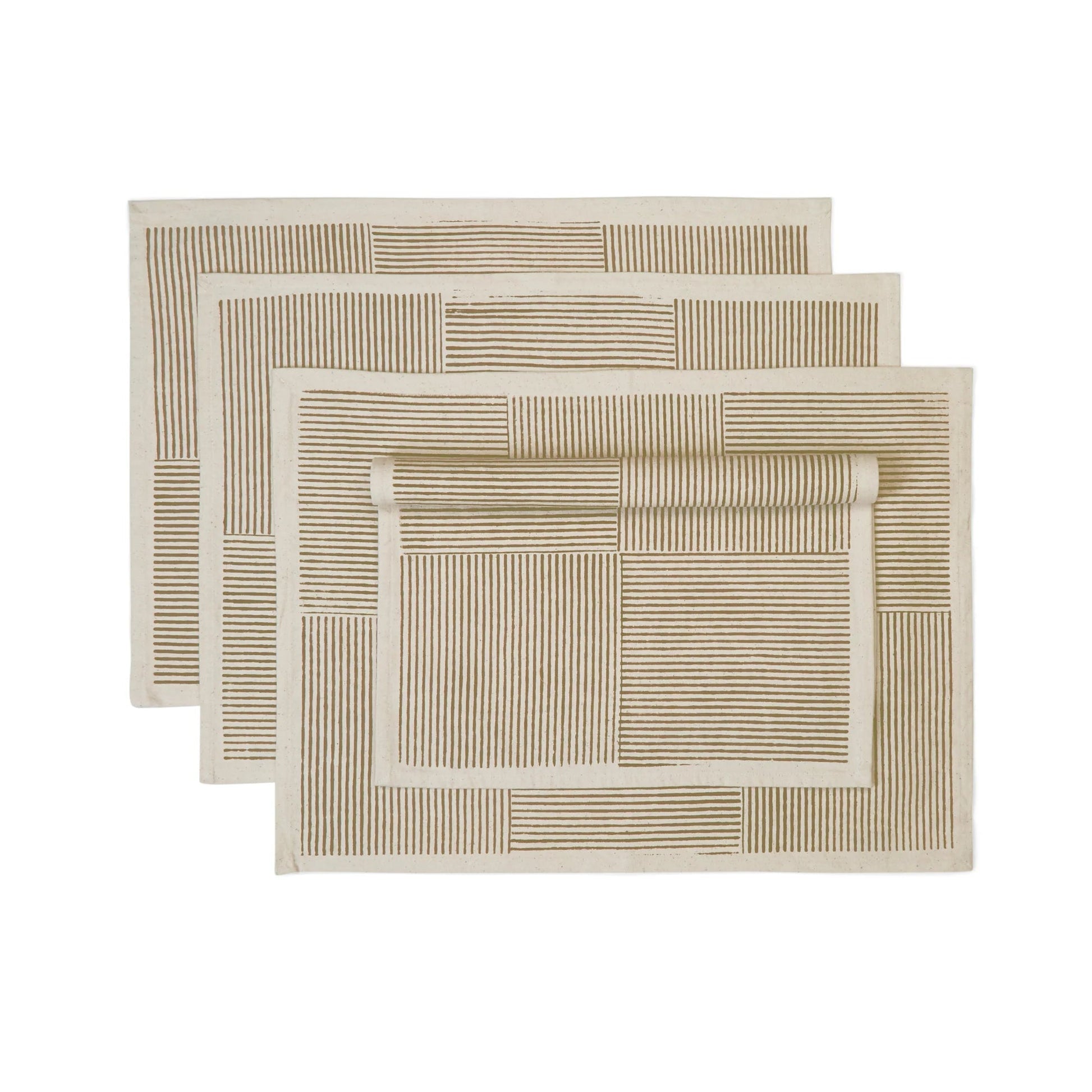 FIELDLINE Placemats. Set of 4. Hand Block Printed Kora Cotton – Fair Trade – Artisan Made