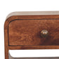 Solid Wood Mini Honey Caramel Curved Bedside Table