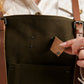Waxed Canvas Work Apron with Leather Straps & Utility Pockets