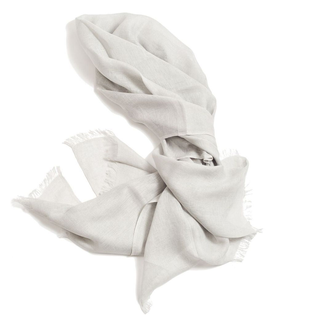 Pebble Gray Hand Woven Linen Scarf