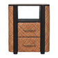 Solid Wood Rattan Curve Edge Nightstand