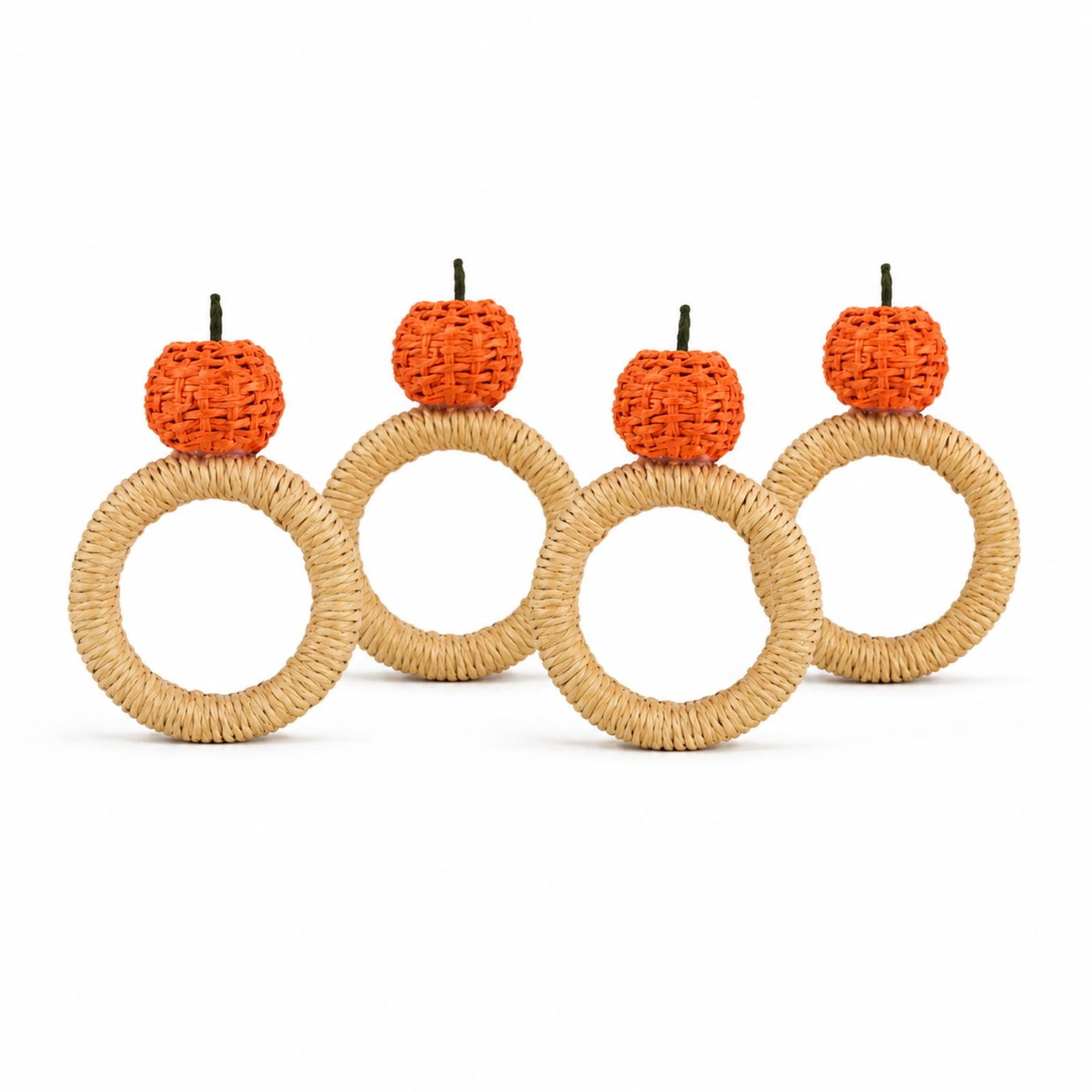 Handwoven Orange Napkin Ring - Set of 4
