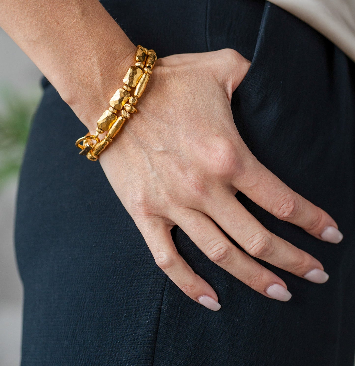 Gold Organic Bead Bracelet