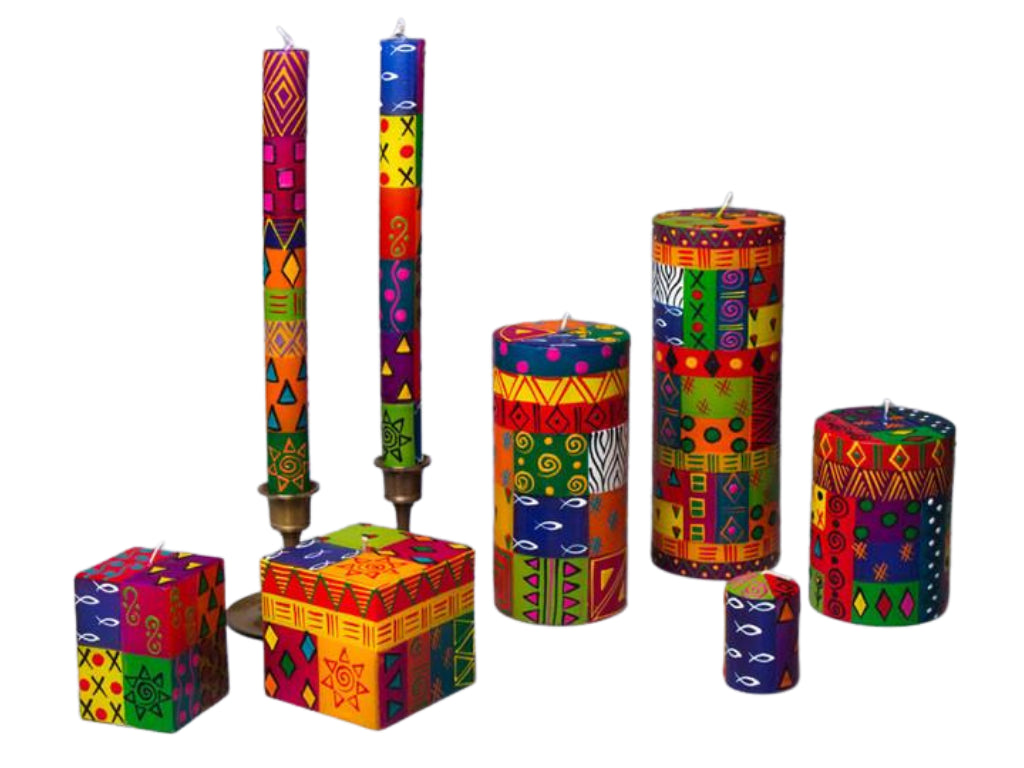 Multi Color Ethnic Painted Candles