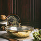 Set of 3 Brass Woks with Glass lids/Kadhai (Circular & Deep cooking/ serving Utensil) - 1L round, 3L round and 3L flat 6 Pieces Set