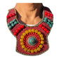 Hand-Beaded Bib Necklace in Red with Glass Beads