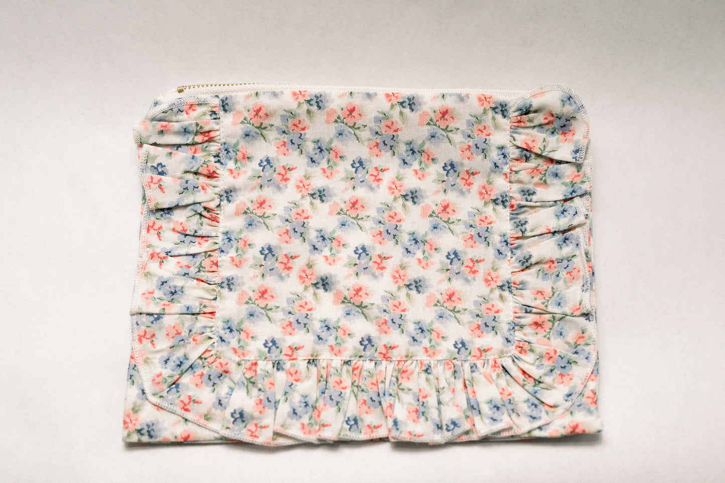 Vintage-Inspired Floral Pouch- Peony & Bluebell