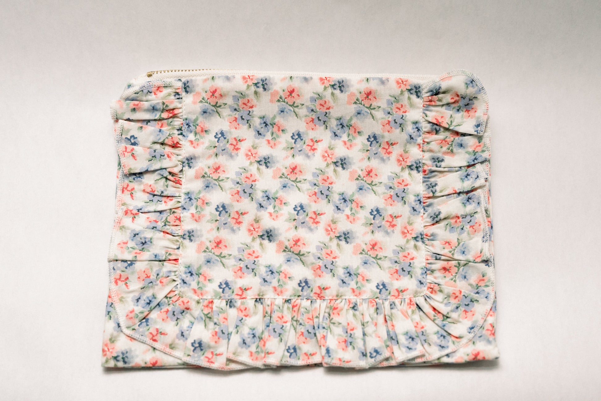 Vintage-Inspired Floral Pouch- Peony & Bluebell