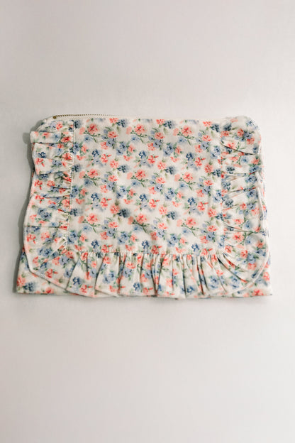 Vintage-Inspired Floral Pouch- Peony & Bluebell