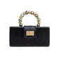 THE SERENA Black Clutch with Shell Inlay Bead Handle