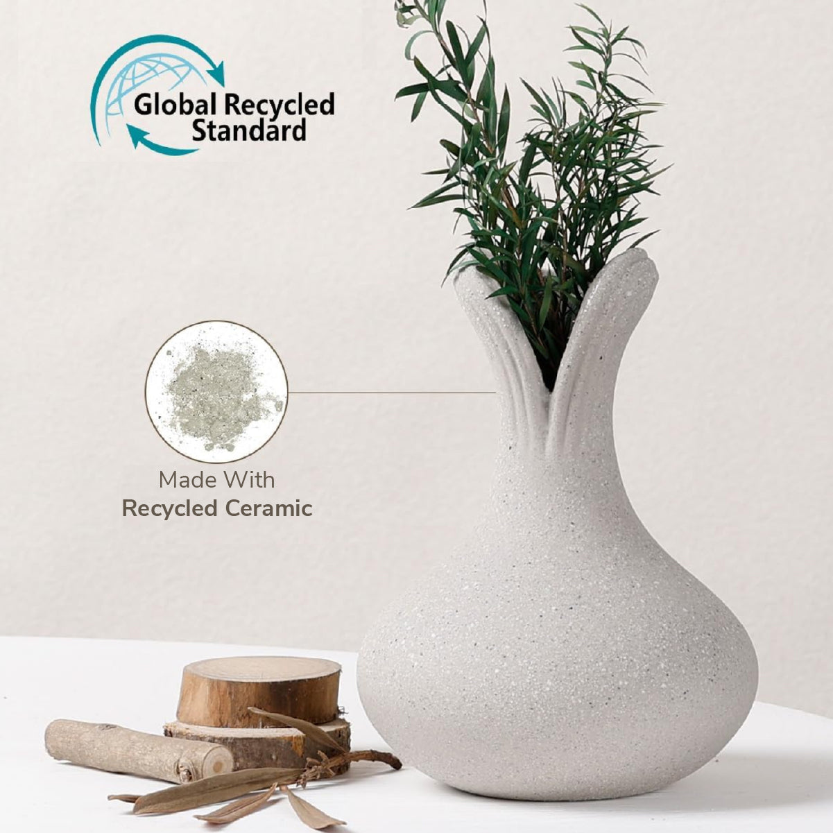 BosilunLife Flower Vase Recycled Ceramic Eco-Clay