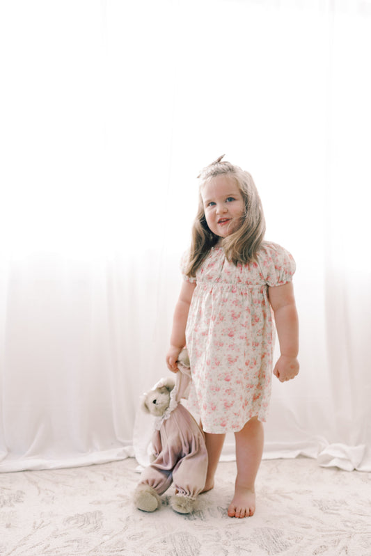 The Kennedi Dress- Pink Blossoms| Short Sleeve