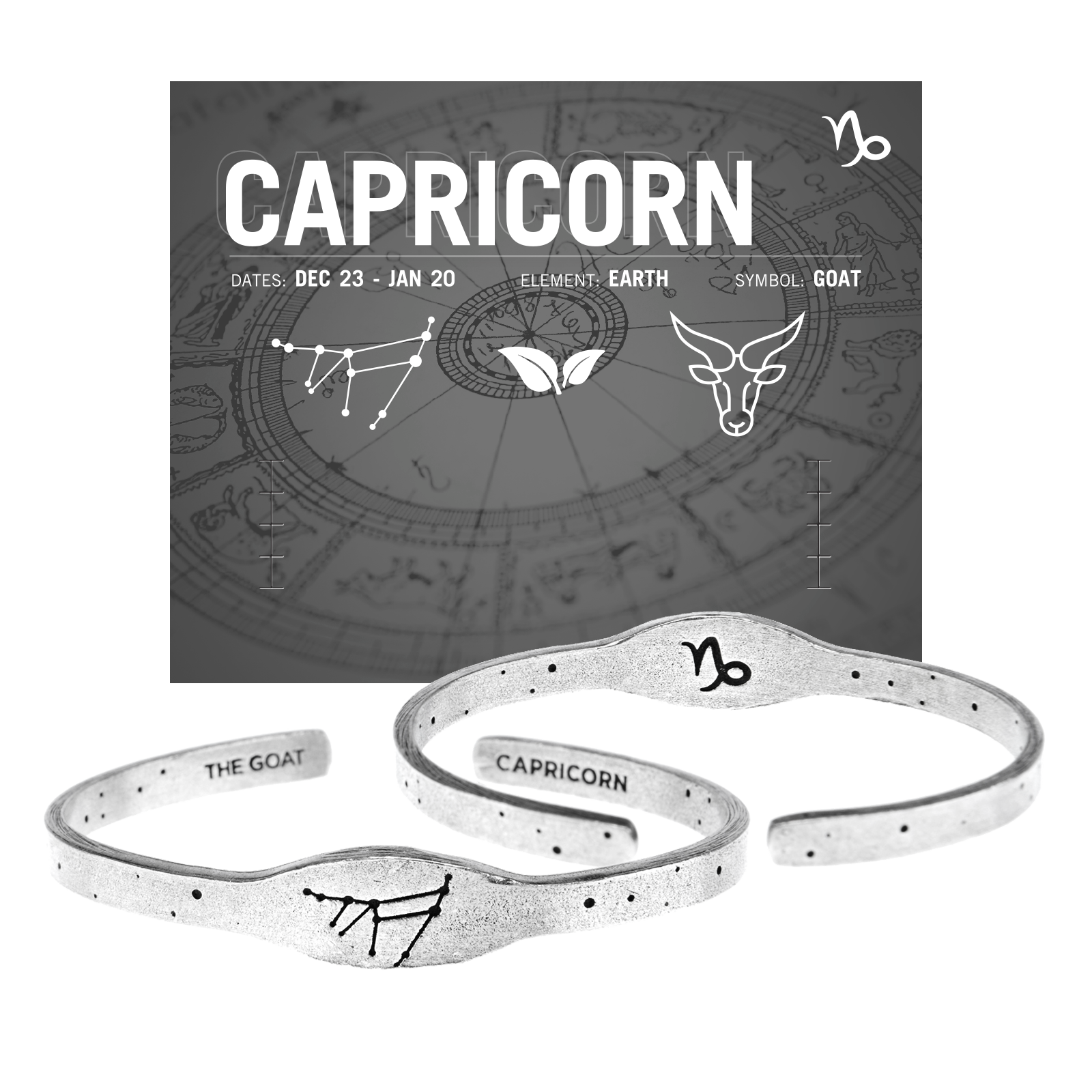 Zodiac Cuff Bracelet - Capricorn