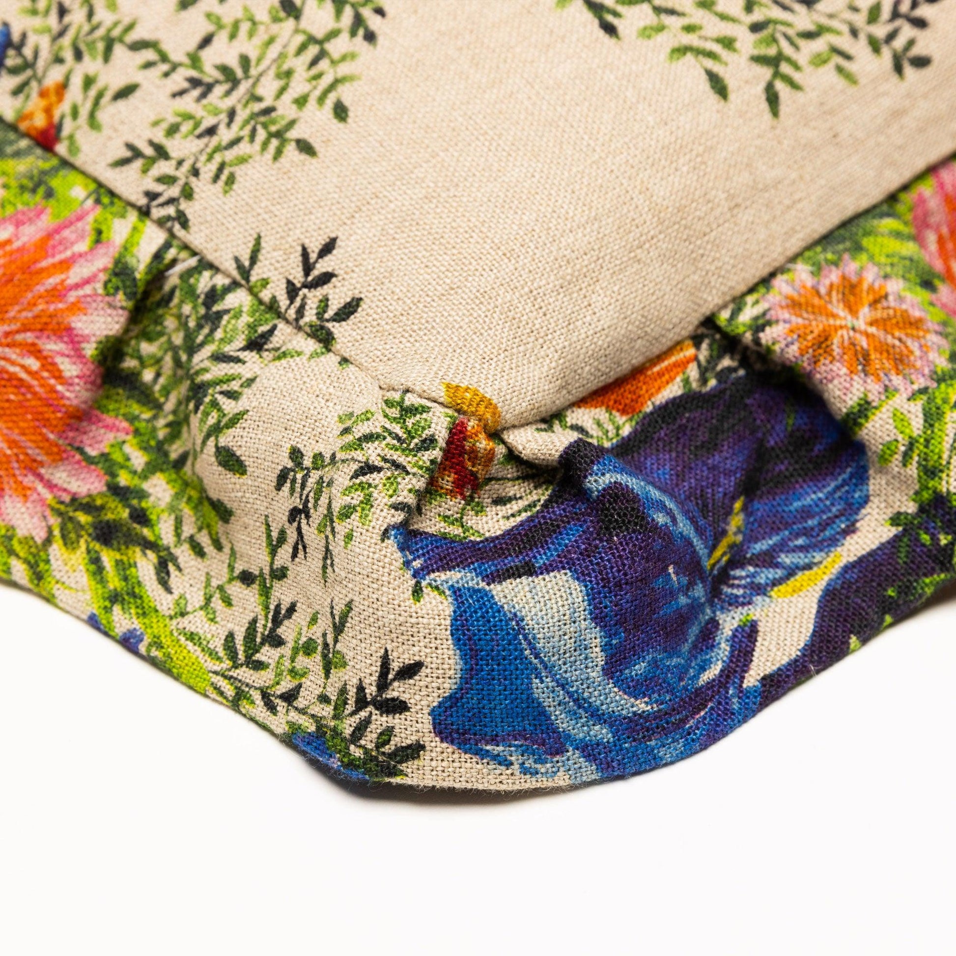 Organic Linen Ruffled Pillow Cover in Dramatic Iris