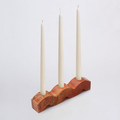 Wavy gemstone candelabra jasper orange