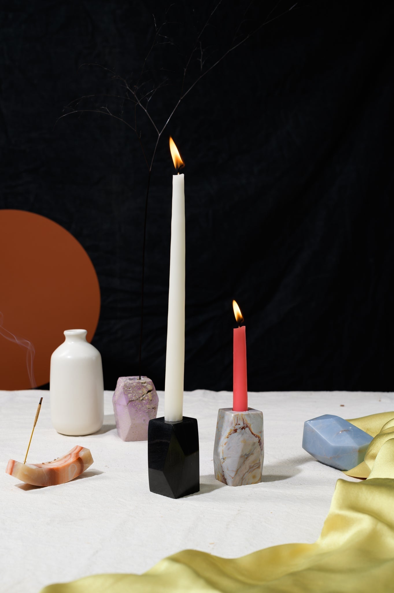 Gemstone faceted candelabra Soapstone