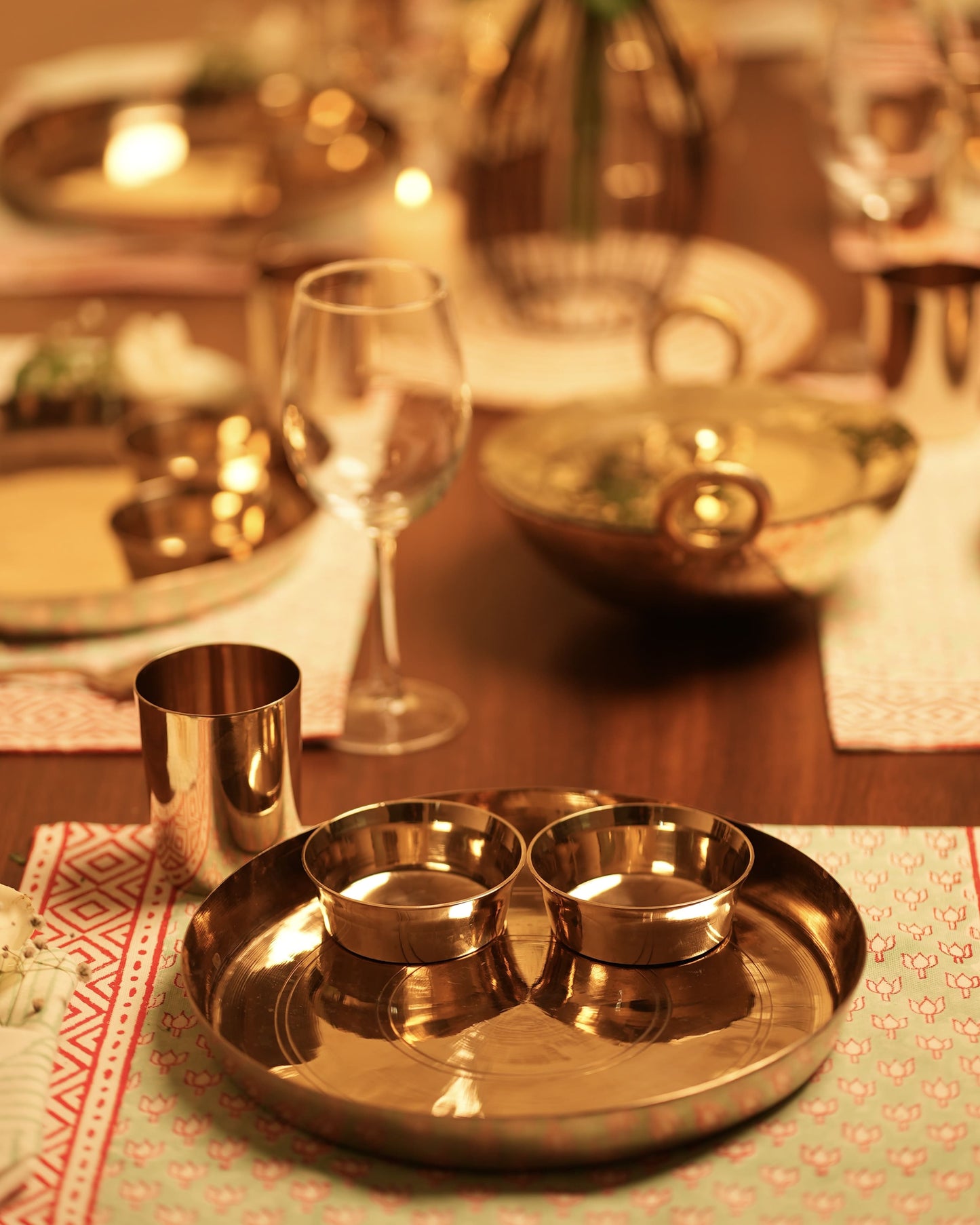 Bronze (Kansa) high hiped plate (Thaali) Set (13.5")