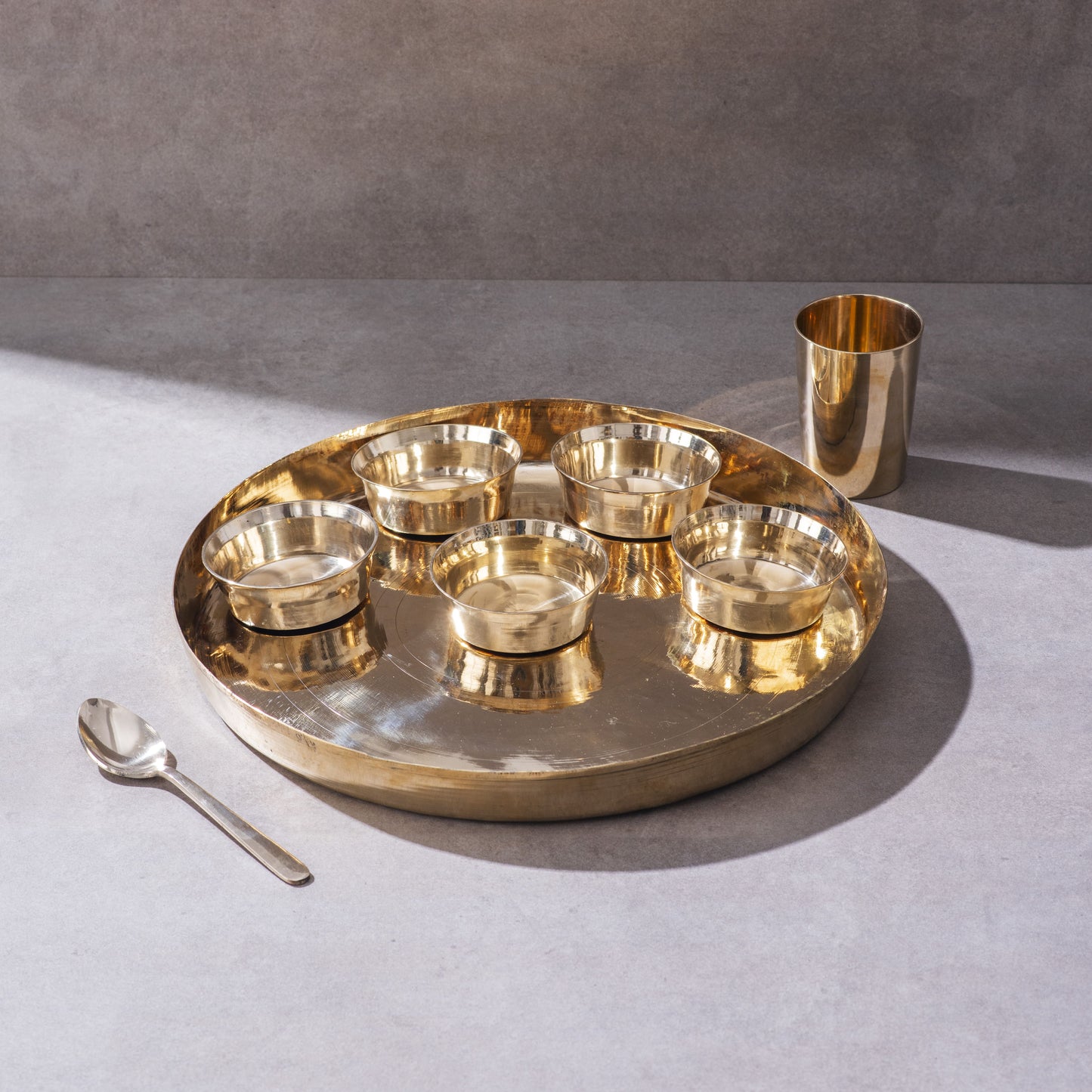 Bronze (Kansa) high hiped plate (Thaali) Set (13.5")