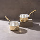Set of 2 Brass Saucepans with Insulated handles (1.1 QT , 1.6 QT)