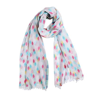 Diamond Weave Fringe Scarf - Multi Floral