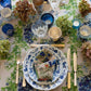 Organic Linen Tablecloth in Blue and Green Wisteria Print
