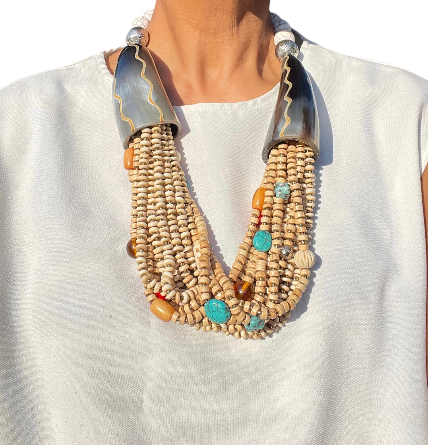 The Horn and Glass Bead Necklace