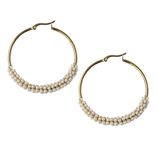 Pearl Hoop Embera Earrings