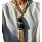 Center Horn Necklace with Bead Strands