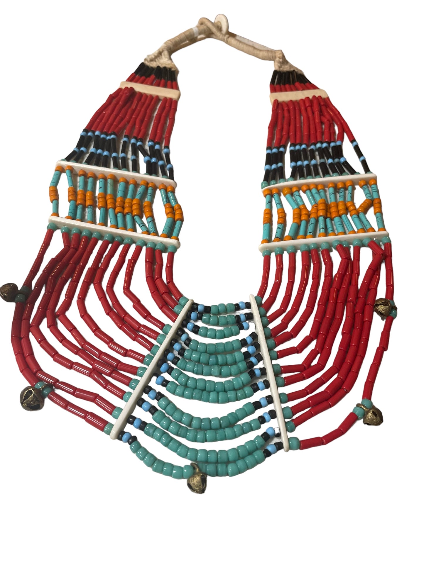 African Trade Bead Bib Necklace
