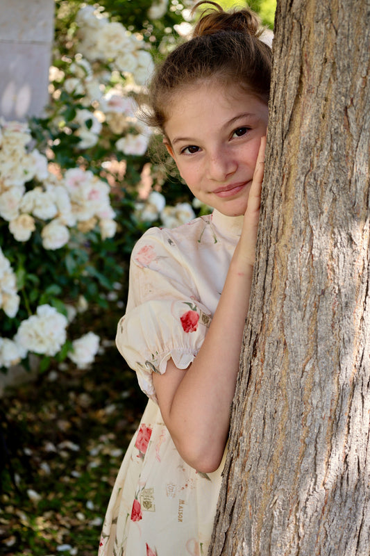 The Madeleine Dress-Ivory Bloom