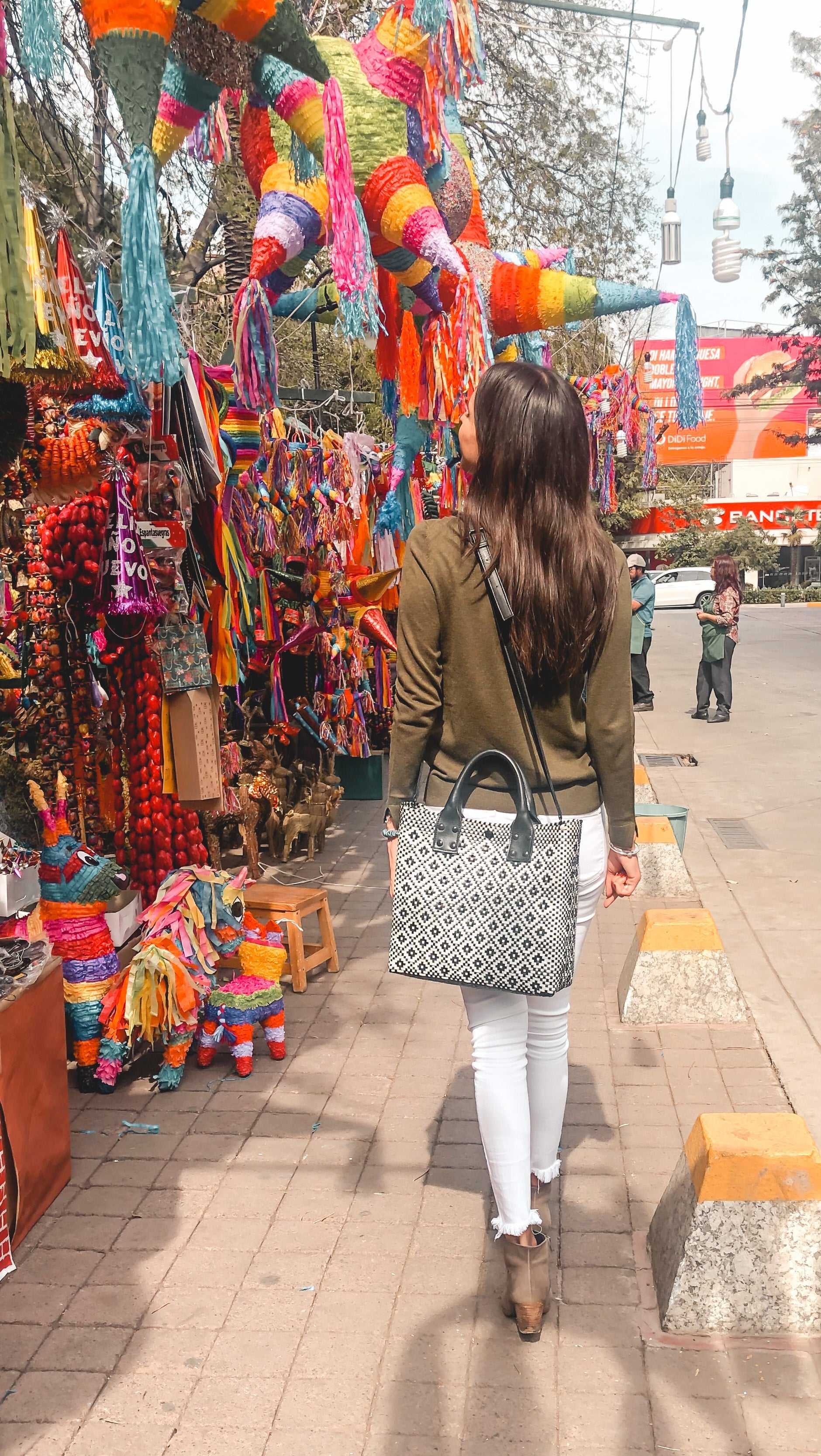 Panda Large Woven Crossbody Bag