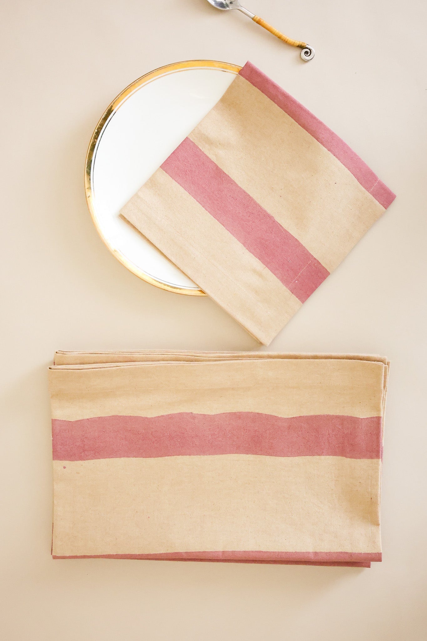 Oh! Stripes (Rose) Block Print Napkins