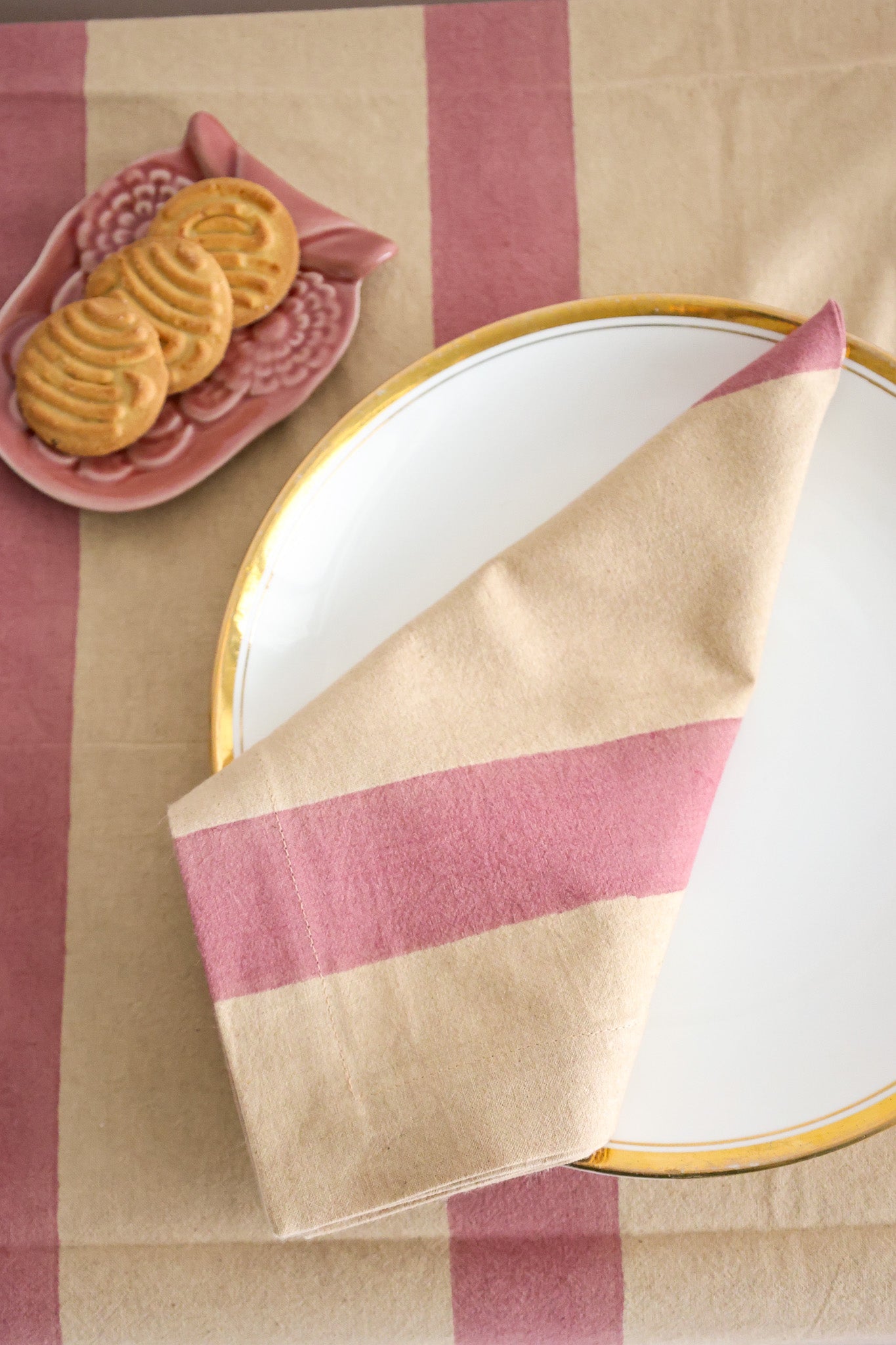 Oh! Stripes (Rose) Block Print Napkins