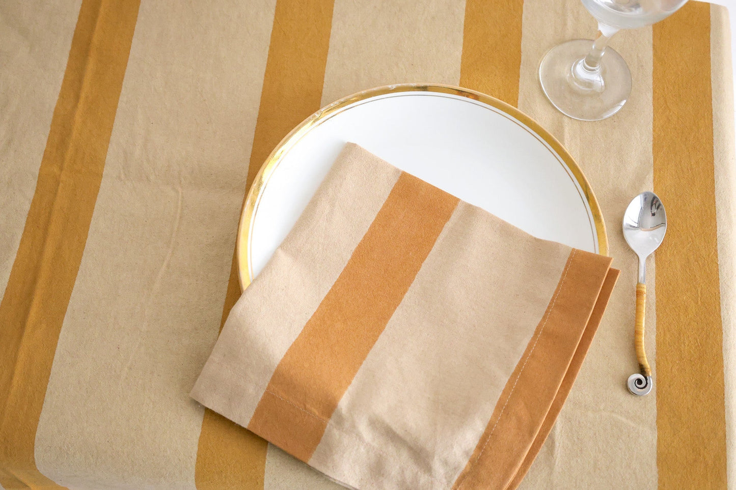 Oh! Stripes (Ochre) Block Print Napkins