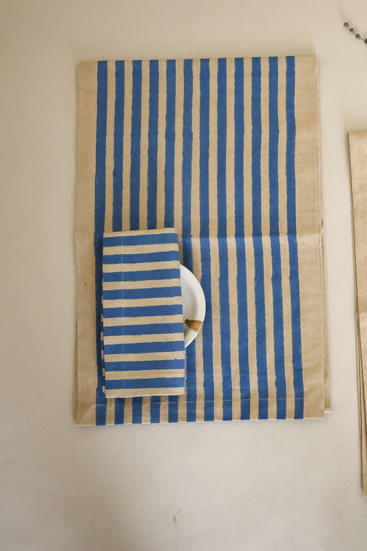 Oh! Stripes (Blue) Block Print Napkins