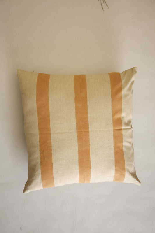 Oh! Stripes (Ochre) Block Print Pillow