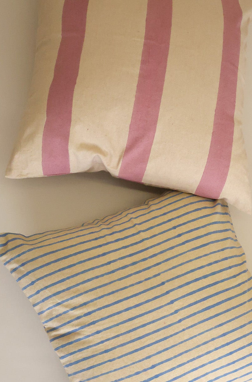 Oh! Stripes (Rose) Block Print Pillow