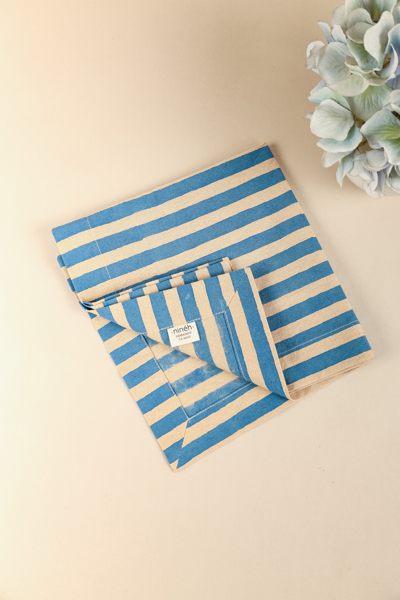 Oh ! Stripes (Blue) Block Print Napkin