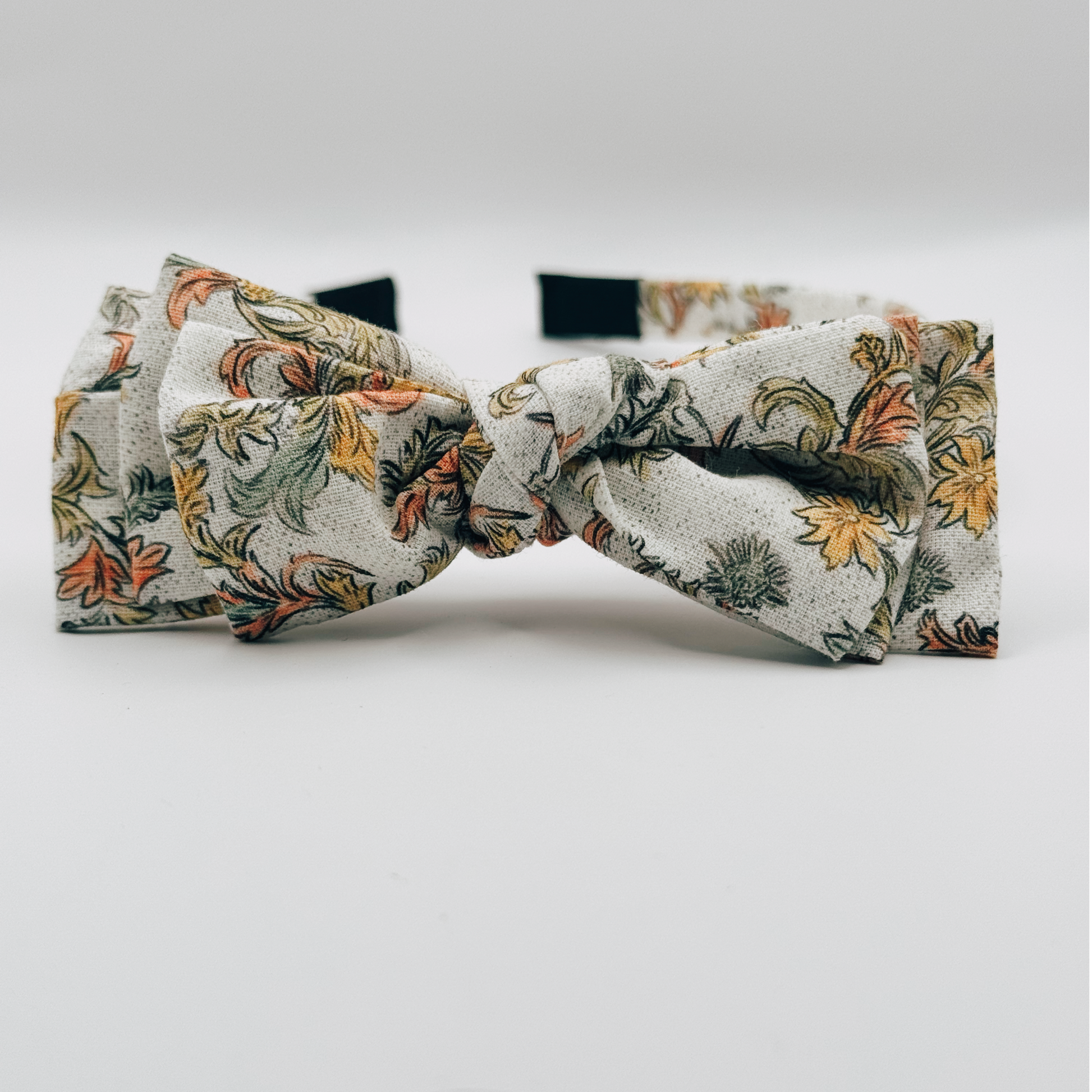 Three Little Bows Headband- Mustard Sage Bloom